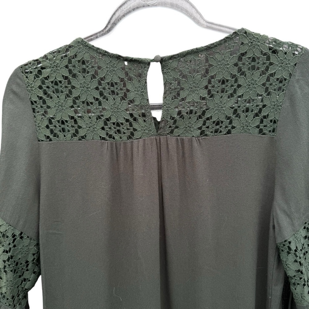 Altar'd State Green Ruffled Embroidered Tunic 3/4 sleeve - Picture 12 of 16